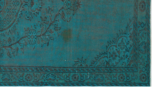 Load image 1 in gallery view. Teal and black distressed rug with a traditional floral medallion pattern and a detailed border.