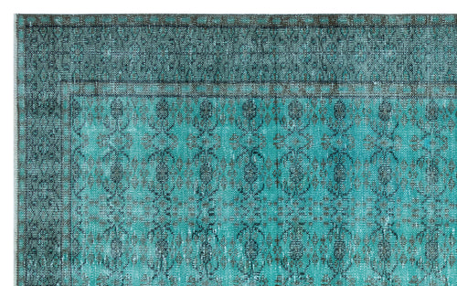 Load image 1 in gallery view. Teal and charcoal distressed rug with a traditional ornate medallion pattern and a wide decorative border.