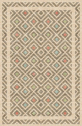 Patterned rug with geometric design with a beige background