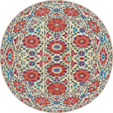 Round rug with floral pattern on a beige background