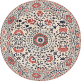 Round rug with a floral pattern with a beige background