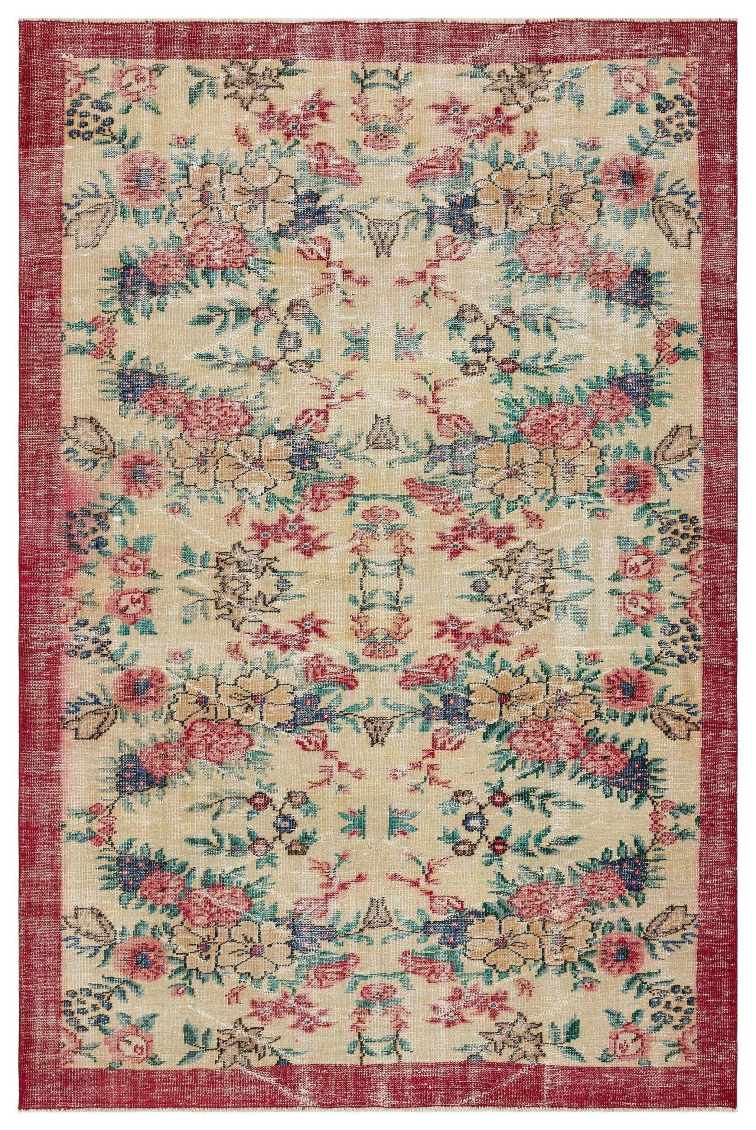 Frageex - Vintage Floral Rug - 6'0 X 9'1