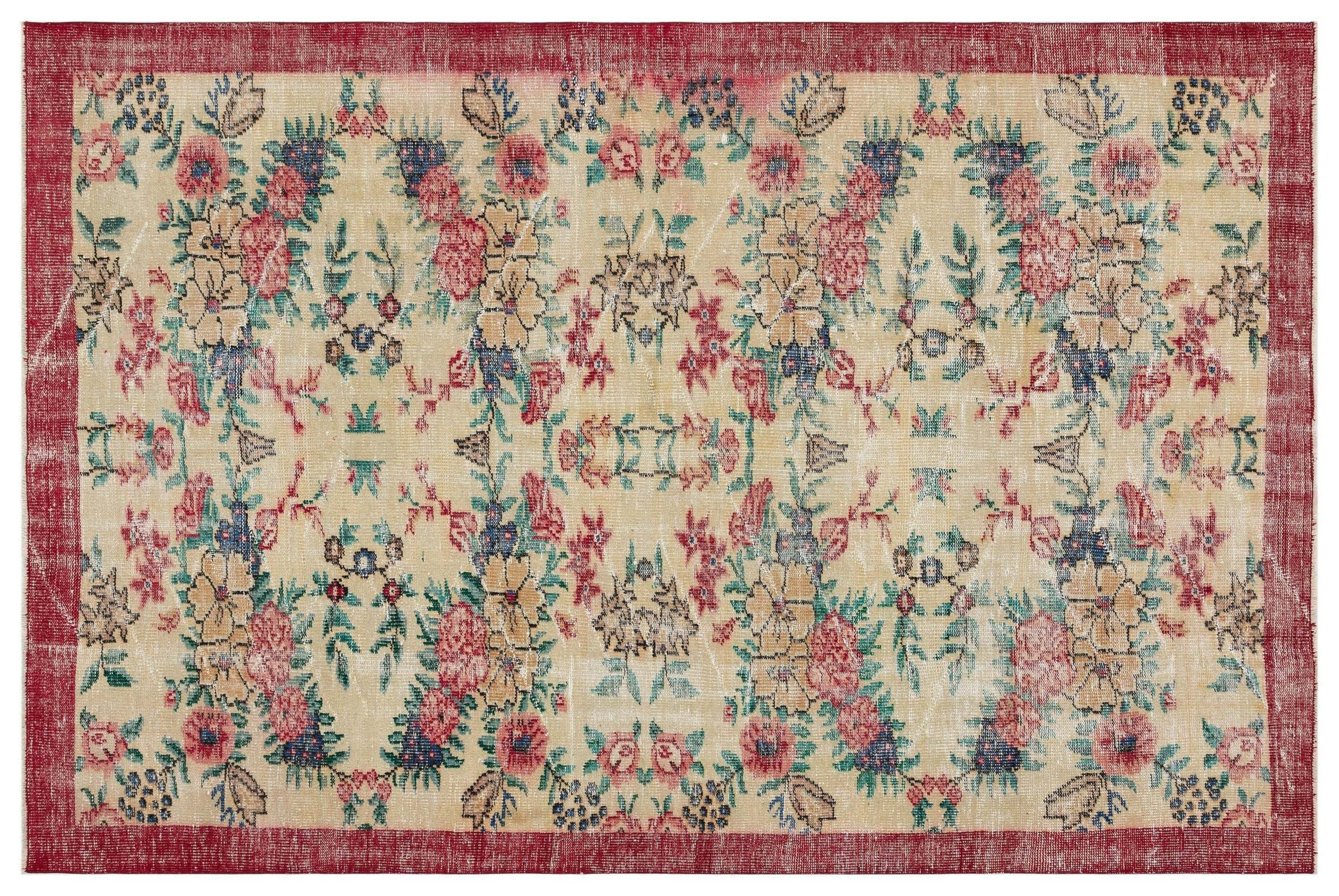 Frageex - Vintage Floral Rug - 6'0 X 9'1