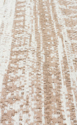 Close-up of the Earth Lines - Washable Double-Sided Kilims - AR06, featuring a beige and white abstract woven pattern with textured, vertical and irregular lines. This allergy-friendly rug is soft, slightly raised, and crafted for comfort.