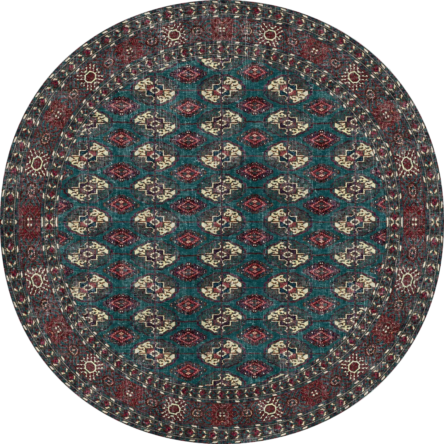 Round rug with a geometric pattern