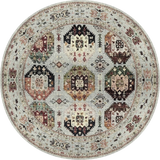 Round rug with intricate geometric pattern