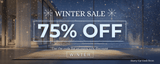 winter sale banner with 75% Off text and a winter discount code for extra 10% off 