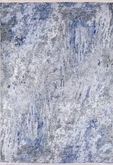 The Abstract Oasis - Washable Rug - JR144 (Custom Size) features light blue, grey, and white tones with a watercolor-style pattern. Allergy-friendly and easy to clean, it’s perfect for stylish living spaces.