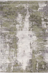 The Abstracta Green Premium Rug - 1004H features a machine-made design with green, gray, and white textured patterns in a distressed, painterly style and uneven color blending for an abstract look with no distinct shapes.