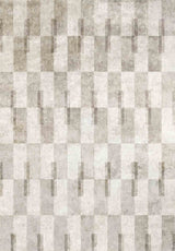 The Aged Elegance - Washable Rug - JRN37 (Custom Size) features a grid of alternating light and dark beige rectangles with a subtle textured effect, creating a checkered, 3D look ideal for high-traffic areas.