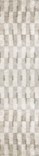 The Aged Elegance - Washable Rug - JRN37 (Custom Size) features overlapping rectangles in beige, gray, and taupe for a textured, tiled look—ideal for high-traffic spaces and easy to maintain with its washable design.