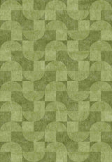 Aged Serenity - Washable Rug - JRN51 features a seamless geometric pattern with semi-circles and rectangles in green shades, perfect for adding retro style to modern interiors.