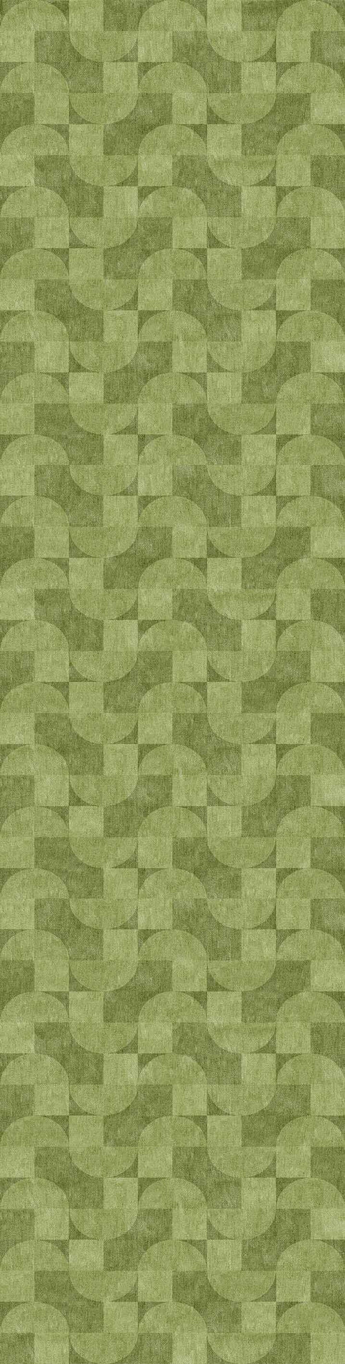 Load image 1 in gallery view. Aged Serenity - Washable Rug - JRN51 (Custom Size) features a seamless pattern of wavy, interlocking green stripes. Alternating shades add depth and movement, creating a textured geometric design ideal for modern interiors.