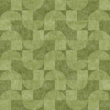 The Aged Serenity - Washable Rug - JRN51 (Custom Size) features a geometric pattern of overlapping half-circles and squares in green tones, creating a stylish, textured look perfect for modern interiors.