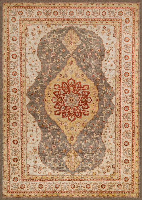 Load image 1 in gallery view. The Amber Stone - Washable Rug - JRS026 is a rectangular Persian-style rug with a red, gold, and gray medallion, intricate floral patterns, and decorative borders—ideal for contemporary interiors.