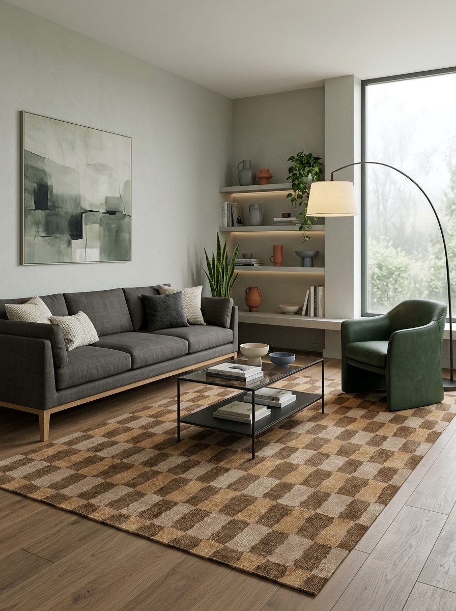 Amber Check - Washable Rug - JRN1091