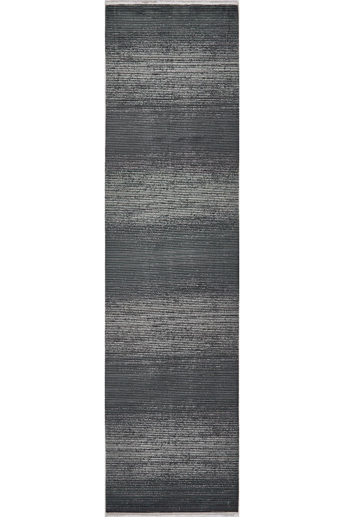 The Antrachite Shadows Black Rug - M497A features a modern gradient from dark gray edges to a lighter gray center with subtle texture, making this rectangular rug a stylish minimalist choice for contemporary spaces.