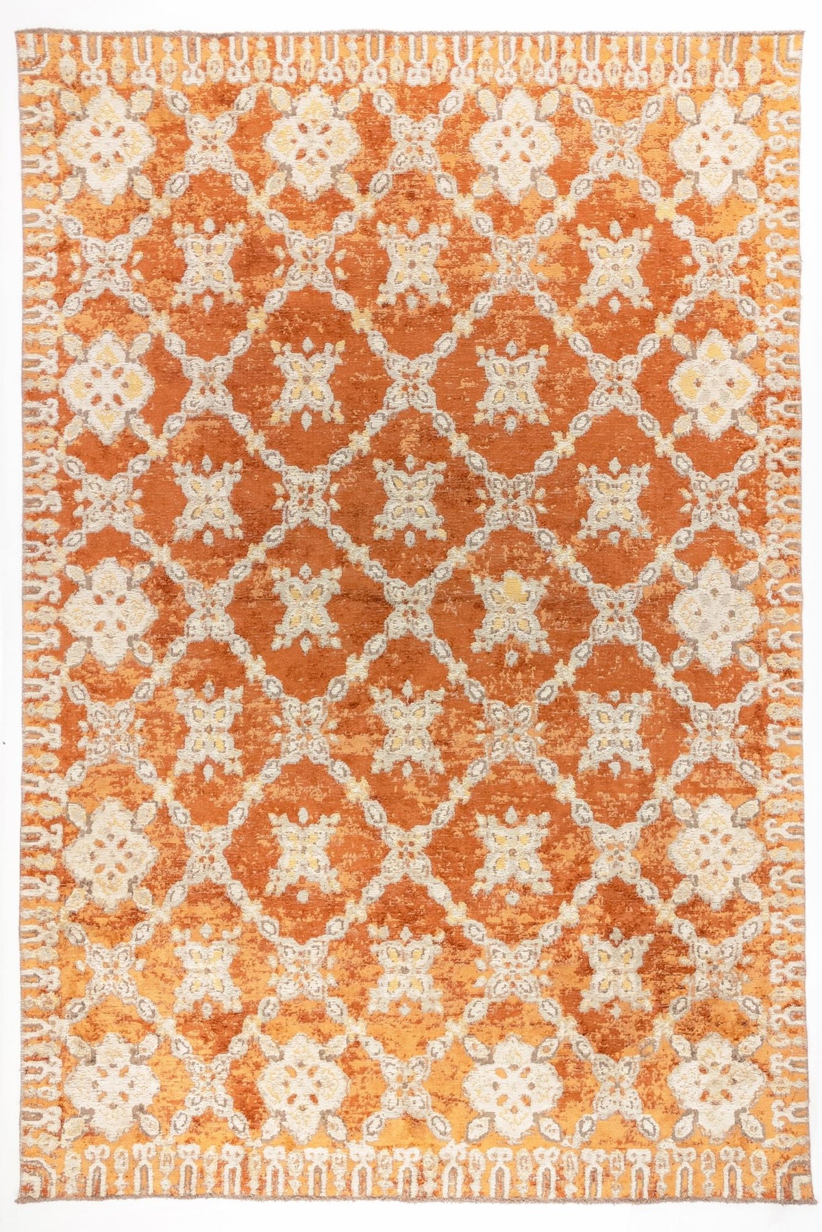 Amber Color Rug Amber Trellis Transitional Orange Area Rug | JUSTRUG