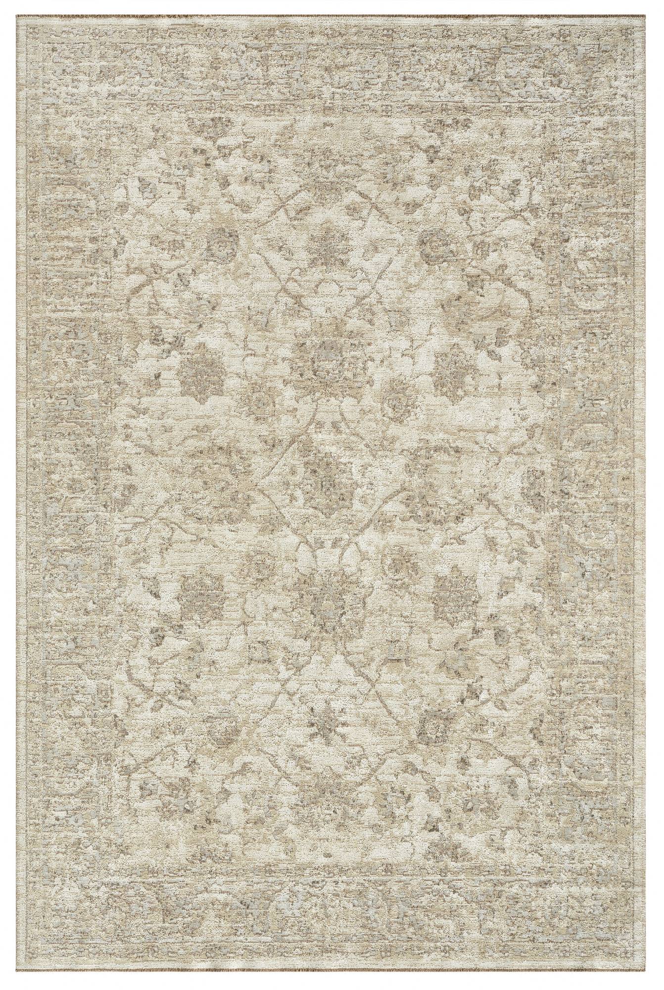 Stone Garden area rug with soft beige and cream ground featuring subtle traditional floral pattern in neutral palette