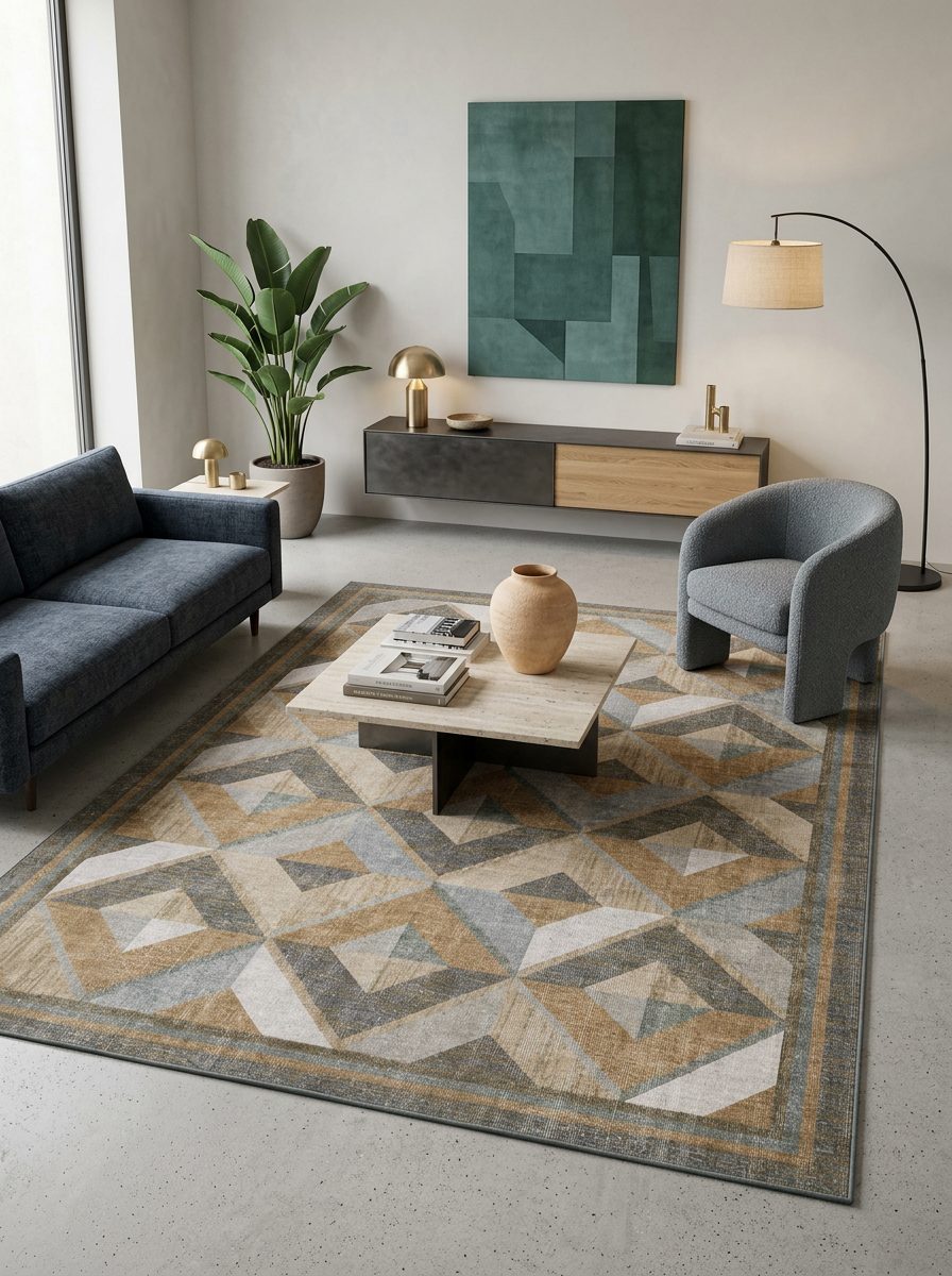 Arrow Mosaic - Washable Rug - JRN1071 (Custom Size)
