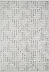 The Art Deco Chic - Washable Rug - JR1832 (Custom Size) features a light gray geometric pattern with intersecting lines and square accents, offering a modern, subtle design ideal for high-traffic spaces.