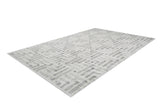 The Art Deco Chic - Washable Rug - JR1832 (Custom Size) is a rectangular, light gray and white rug with a geometric pattern of intersecting lines and small squares, ideal for high-traffic areas and shown on a white background.