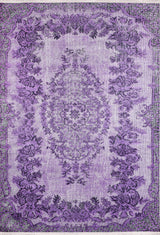The Artisan Tapestry - Washable Rug - JR176 (Custom Size) features an ornate purple and lavender floral scroll pattern with a central medallion and decorative borders. Vintage elegance meets practicality—ideal for high-traffic areas and easy to clean.