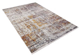 The Artistic Abstraction - Washable Rug - JR775 (Custom Size) features a rectangular, flat weave with an abstract distressed pattern in gray, yellow, and brown. Displayed on a white background, it's stylish and practical for any home.