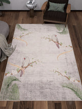 The Ashwing Silence - Washable Rug - JR0048 features a striking geometric pattern in green, adding style and comfort to your floor.