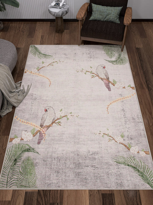 Bild 1 in Galerieansicht laden. The Ashwing Silence - Washable Rug - JR0048 features a striking geometric pattern in green, adding style and comfort to your floor.
