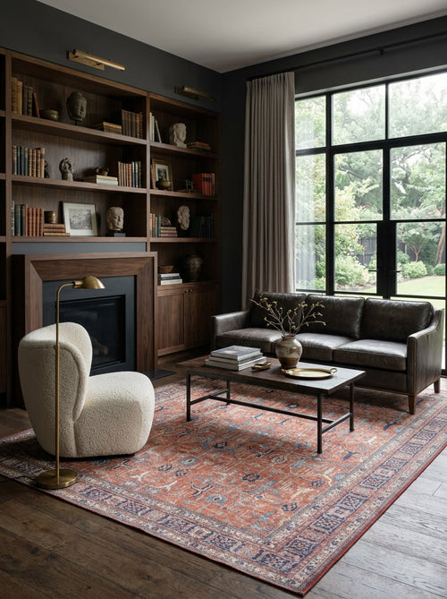 Load image 1 in gallery view. Aurelius Coral Washable Rug - LCC3005