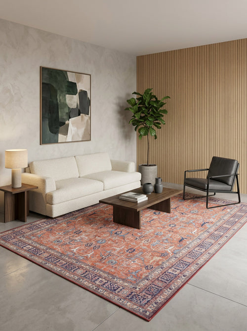 Load image 1 in gallery view. Aurelius Coral Washable Rug - LCC3005