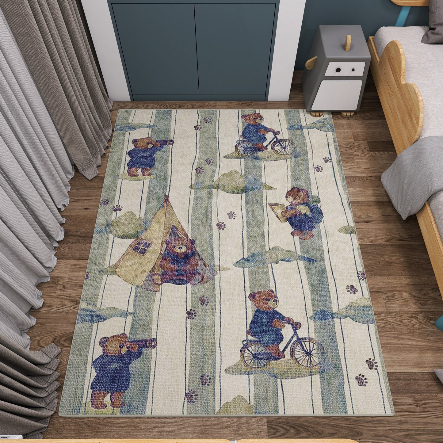 Bear Explorer - Washable Kids Rug - JRN1109