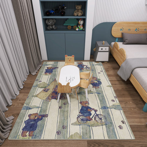 Load image 1 in gallery view. Bear Explorer - Washable Kids Rug - JRN1109