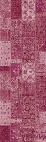 The Berry Patchwork - Washable Rug - JRN1040 features a vintage-inspired patchwork of pink and mauve rectangles and squares, perfect for high-traffic areas and adding charm to any space.