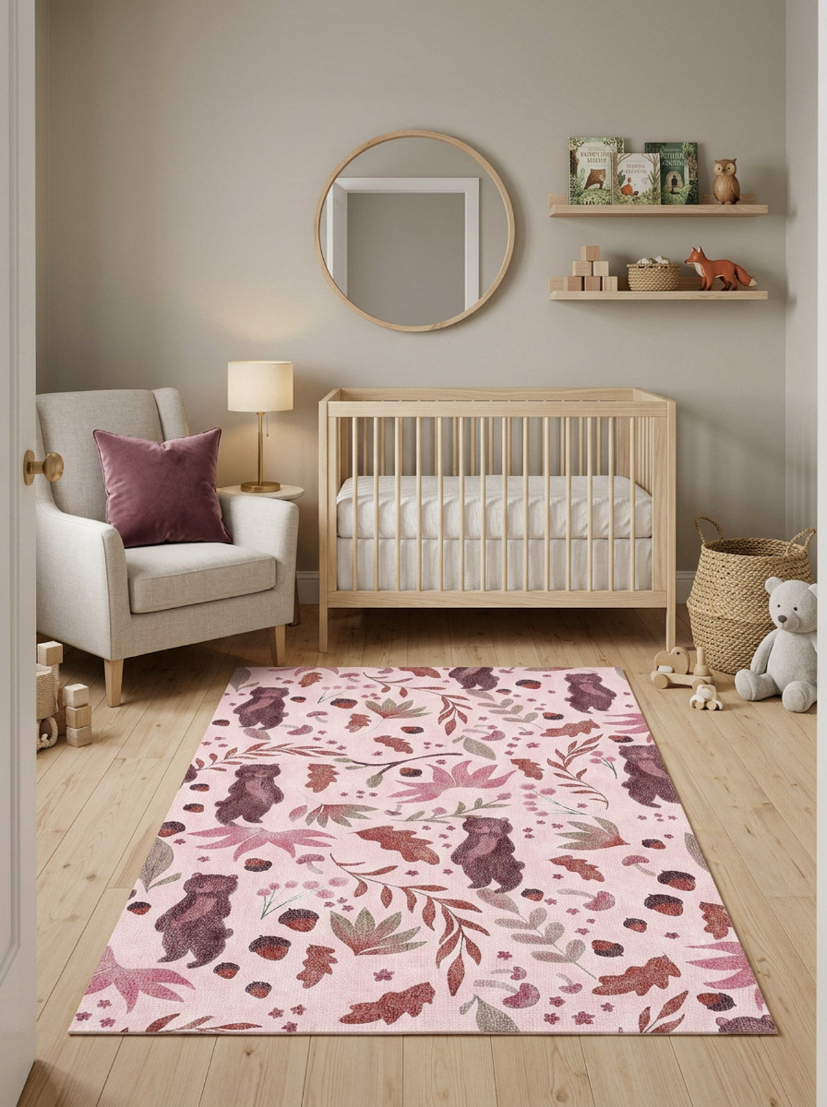 Berry Bear - Washable Kids Rug - JRN1110