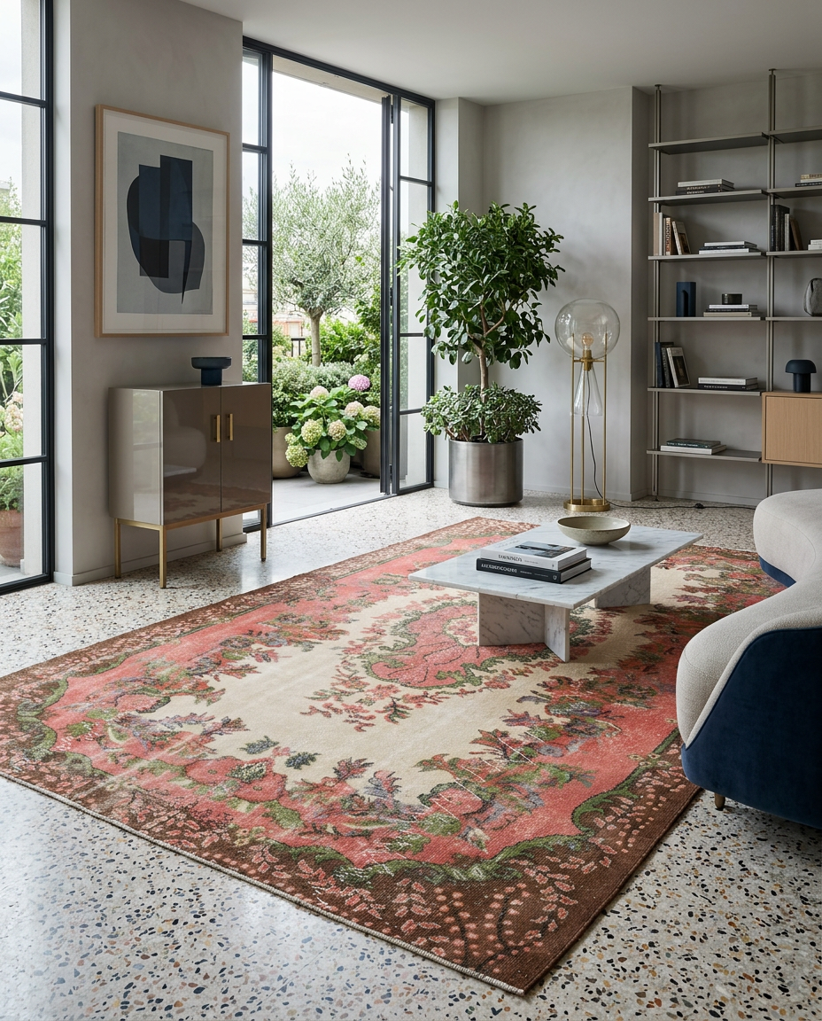 Blobius - Vintage Medallion Rug - 5'5 X 8'3