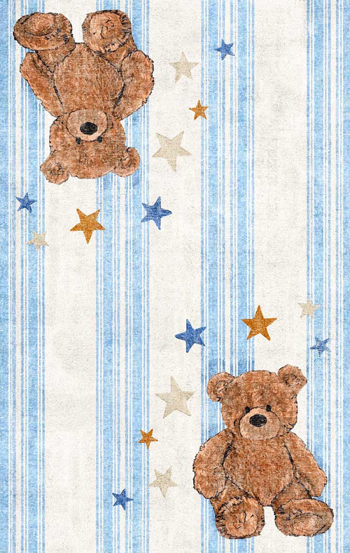 Load image 1 in gallery view. Blue Teddy Stars - Washable Kids Rug - JRN1105 (Custom Size)
