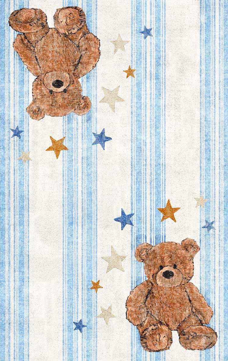 Blue Teddy Stars - Washable Kids Rug - JRN1105