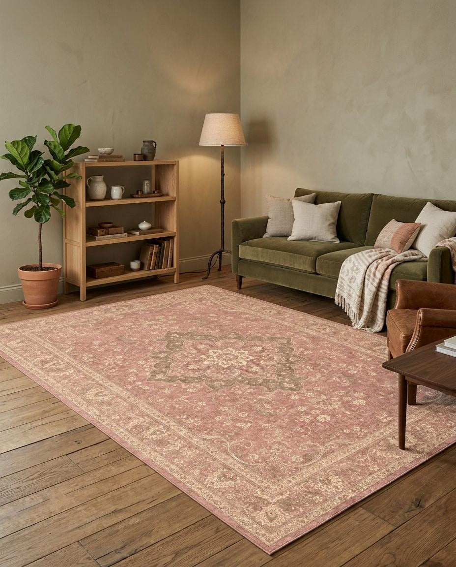 Blush Medallion - Washable Rug - JR7012