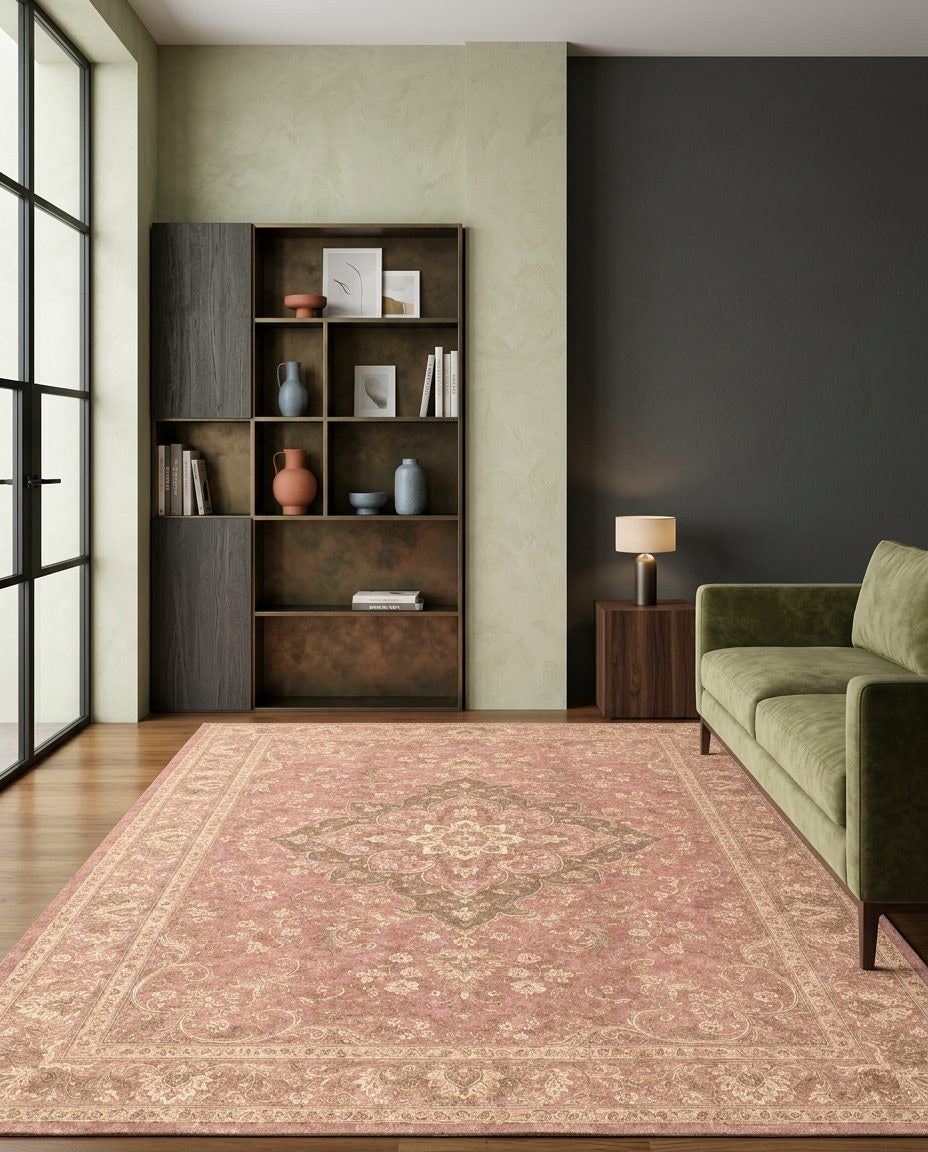 Blush Medallion - Washable Rug - JR7012