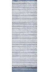 The Bohemian Reverie - Washable Rug (JR1974) features a rectangular design with horizontal rows of small diamonds and geometric patterns in blue and gray-anthracite on a light background—ideal for high-traffic spaces.