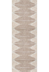 Boho Paradise - Washable Rug - JR2004: A flatweave rug with a geometric zigzag pattern in beige and light brown on a cream background, featuring horizontal lines and symmetry—perfect for those wanting cream and beige décor.