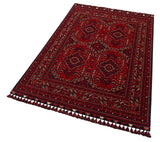 The Bold Thread - Kilim - BHR05 is a rectangular red Persian-style, machine-made rug with intricate geometric and floral patterns, decorative borders, and fringed short edges. The rug is displayed flat on a white background.
