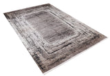 The Borderline Chic - Washable Rug - JR1156 (Custom Size) features a distressed gray, beige, bronze, and brown pattern with a subtle border—stylish, rectangular, hypoallergenic, and perfect for easy-care homes.