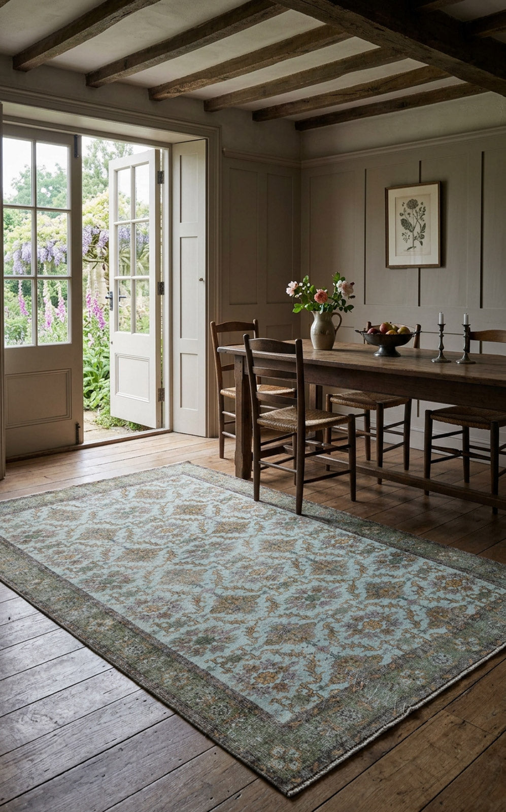 Brabear - Vintage Floral Rug - 5'8 X 9'2