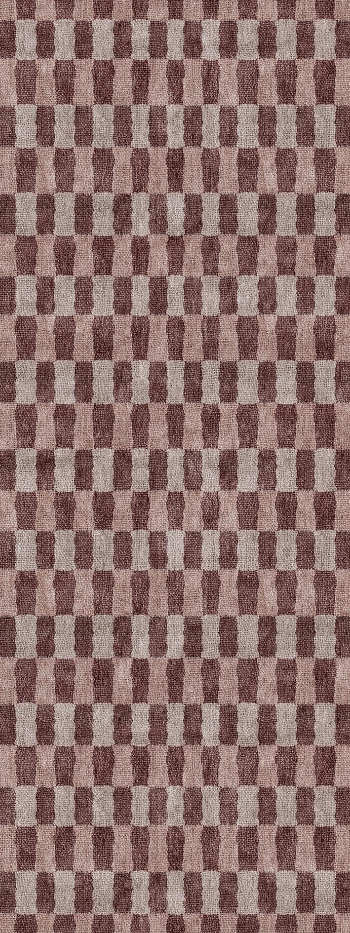 Burgundy Check - Washable Rug - JRN1092