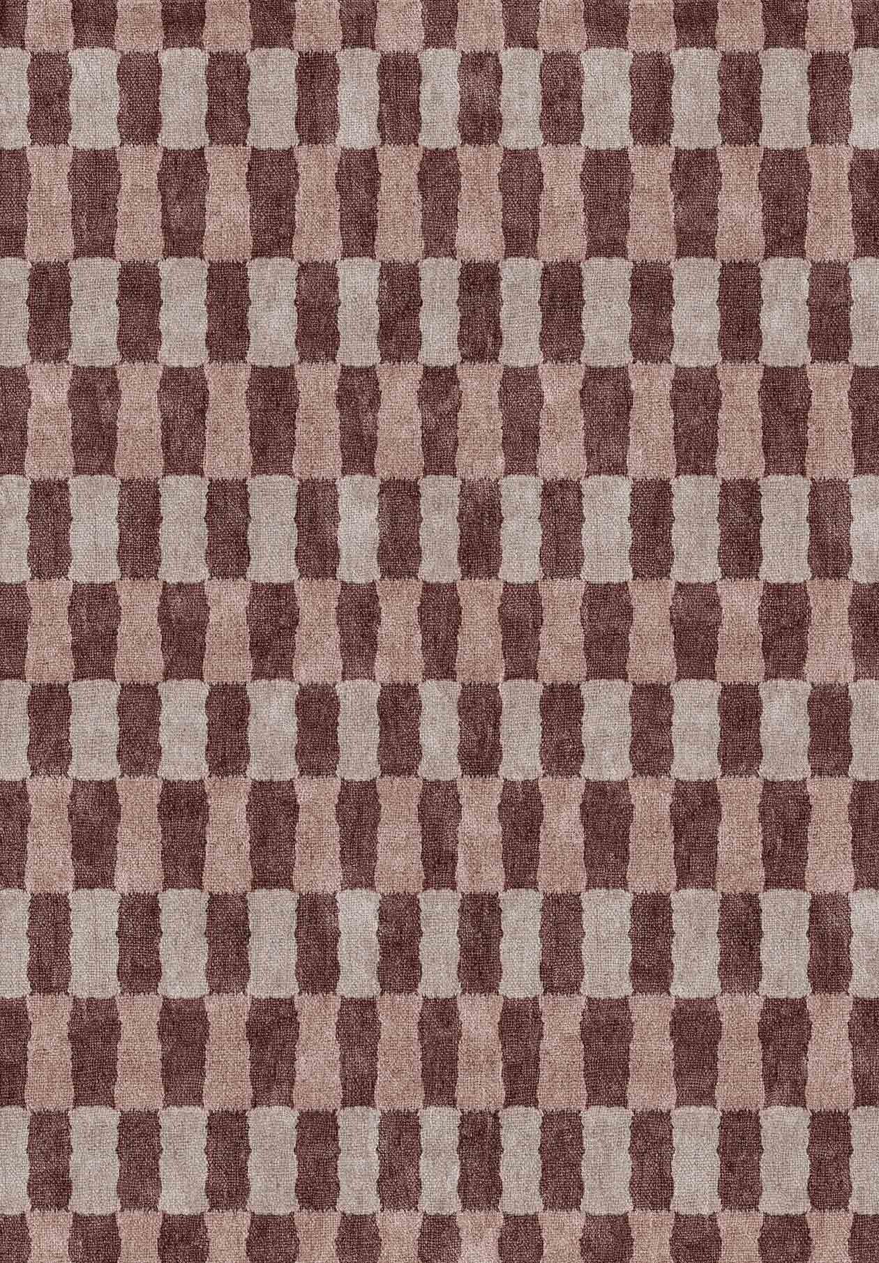 Burgundy Check - Washable Rug - JRN1092