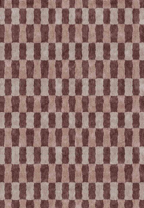 Load image 1 in gallery view. Burgundy Check - Washable Rug - JRN1092