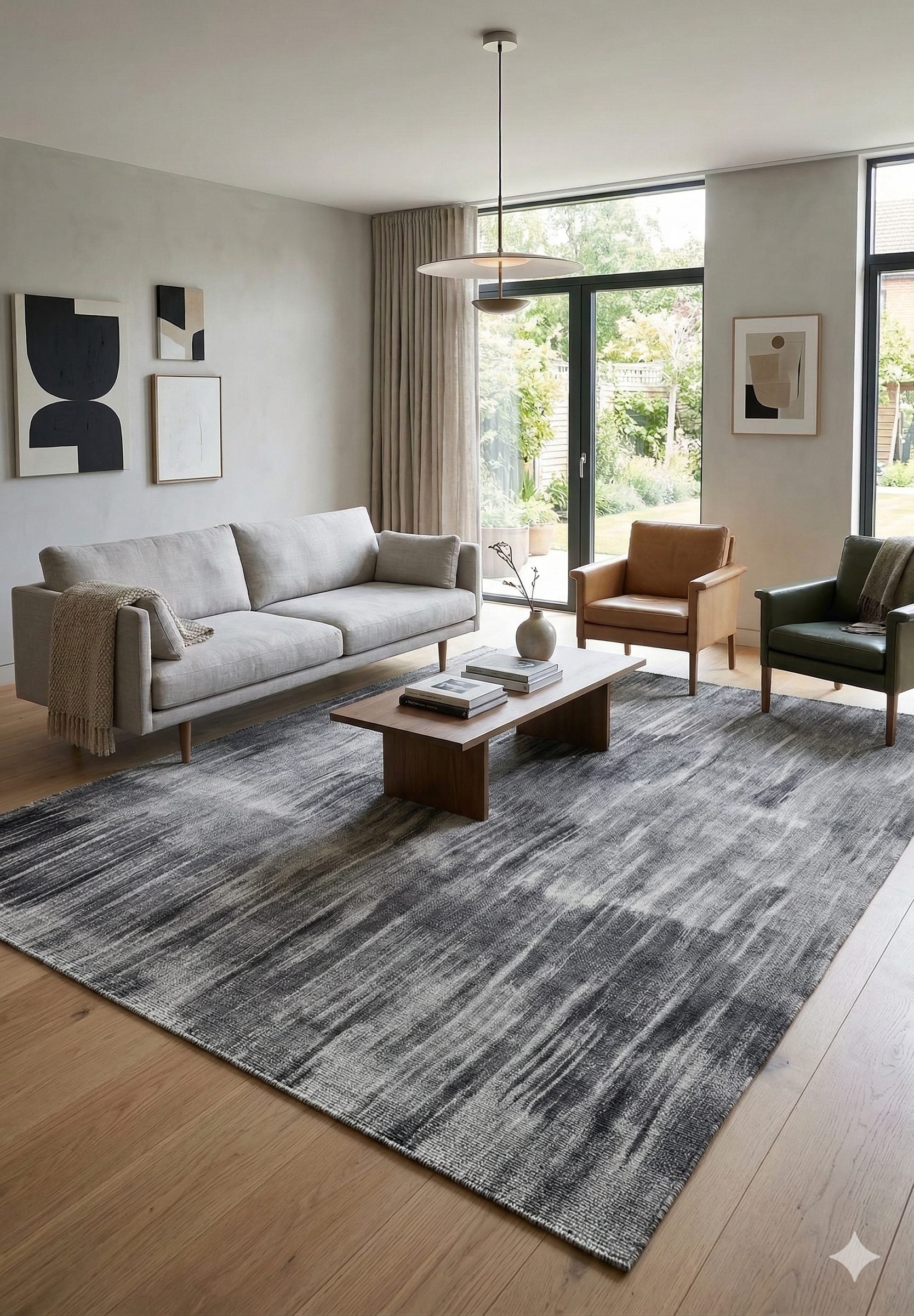 Charcoal Rain - Washable Rug - JRN1062